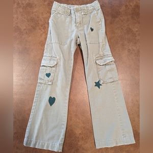 Vintage Girls Old Navy green carpenter wide leg pants . Size 7 slim.